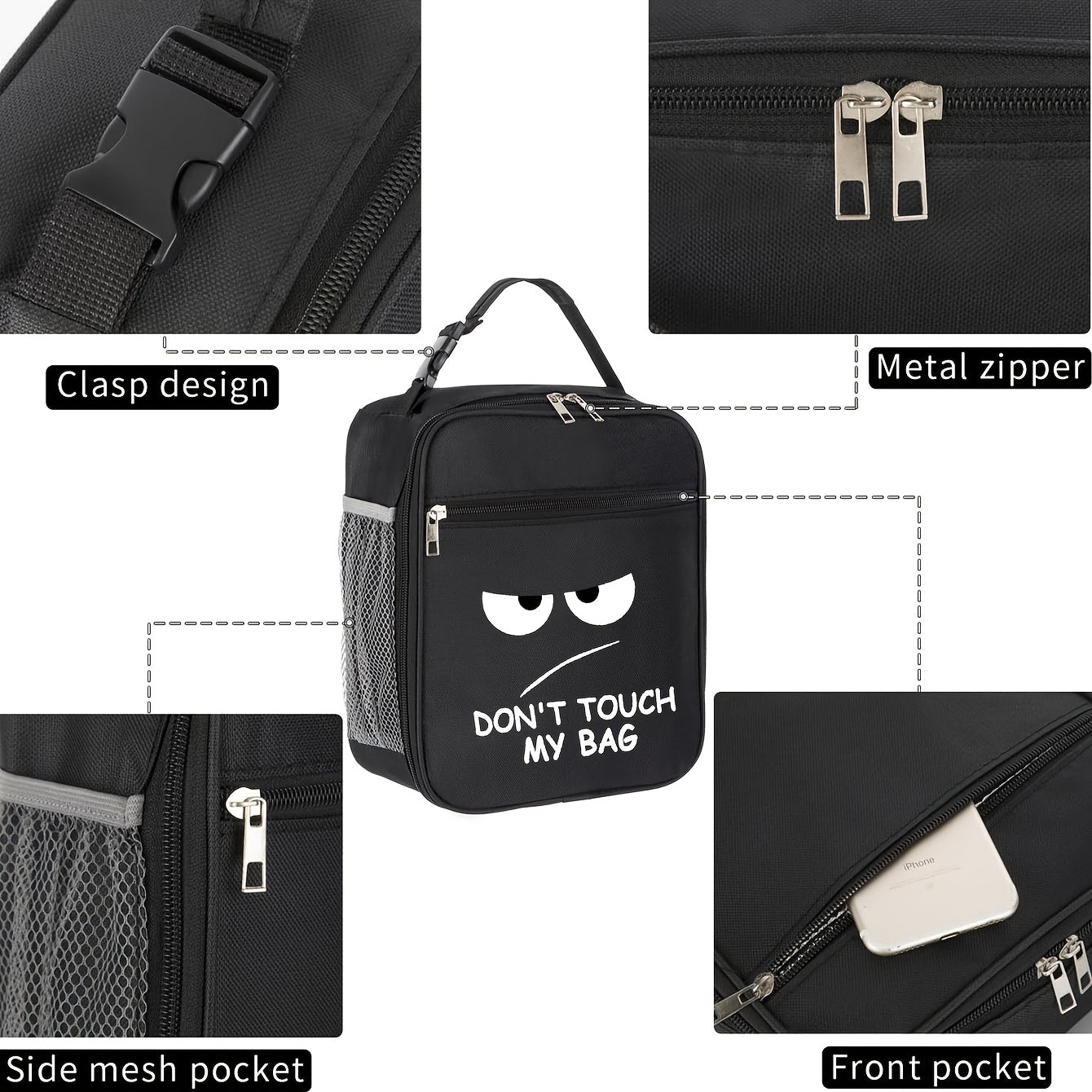 Don't Touch Me Insulated Lunch Bag Portable Thermal Picnic Tote Bag