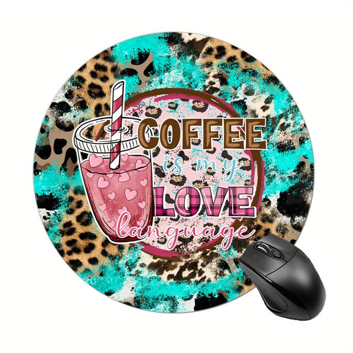 Coffee Quotes Round Mouse Pad Non Slip Rubber Base Mousepad