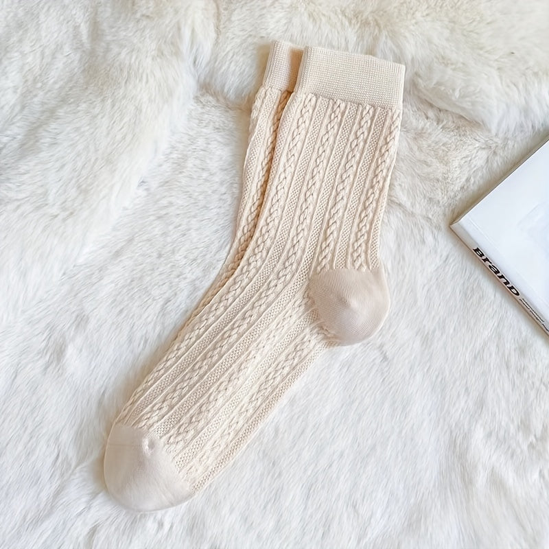 5 Pairs Twist Textured Socks for Women