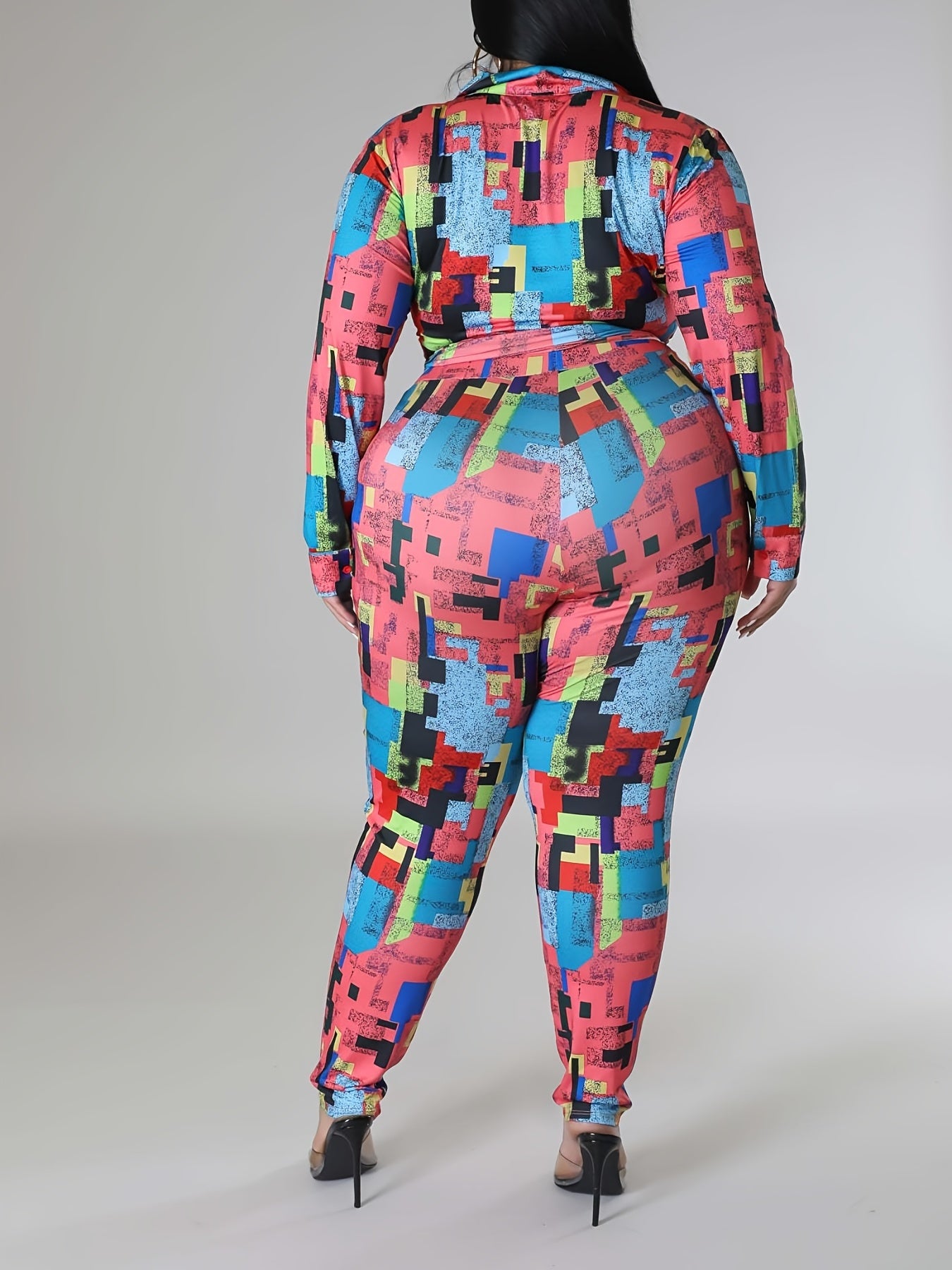  Geometric Print Shirt & Leggings Set