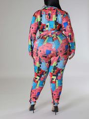  Geometric Print Shirt & Leggings Set
