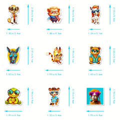 50pcs Cartoon Animal Waterproof Vinyl Stickers for Laptop Skateboard