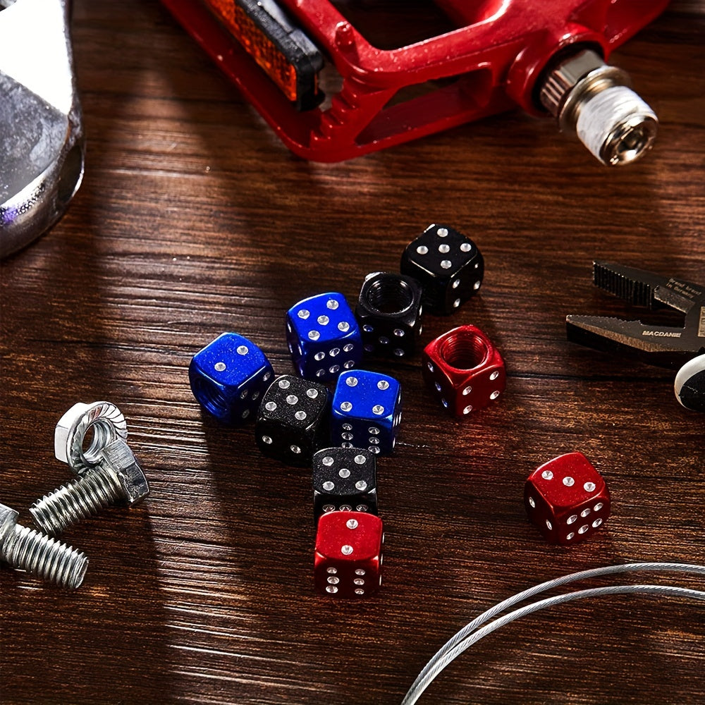 4pcs Aluminum Dice Air Valve Dust Cover Car Tire Decoration Valve Cover