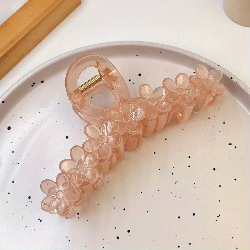 Jelly Flower Hair Claw Clip Nonslip Ponytail Holder