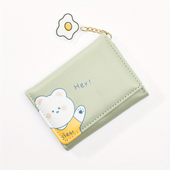 Cartoon Bear Wallet PU Leather Three Fold Coin Purse for Girls
