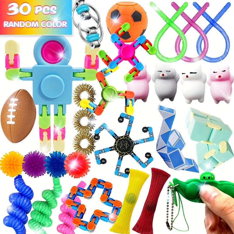 30pcs Fidget Toy Set Plastic Sensory Toys for Kids Party Favors Classroom Prizes