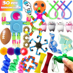 30pcs Fidget Toy Set Plastic Sensory Toys for Kids Party Favors Classroom Prizes