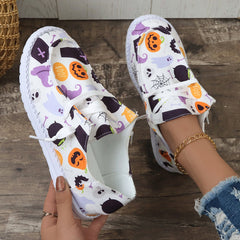 Halloween Pumpkin Ghost Lightweight Slip On Sneakers