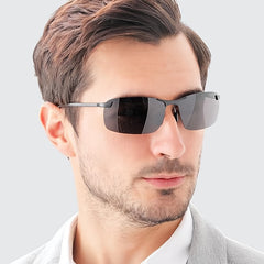 Men's Aluminum Magnesium Half Frame Polarized Sports Sunglasses