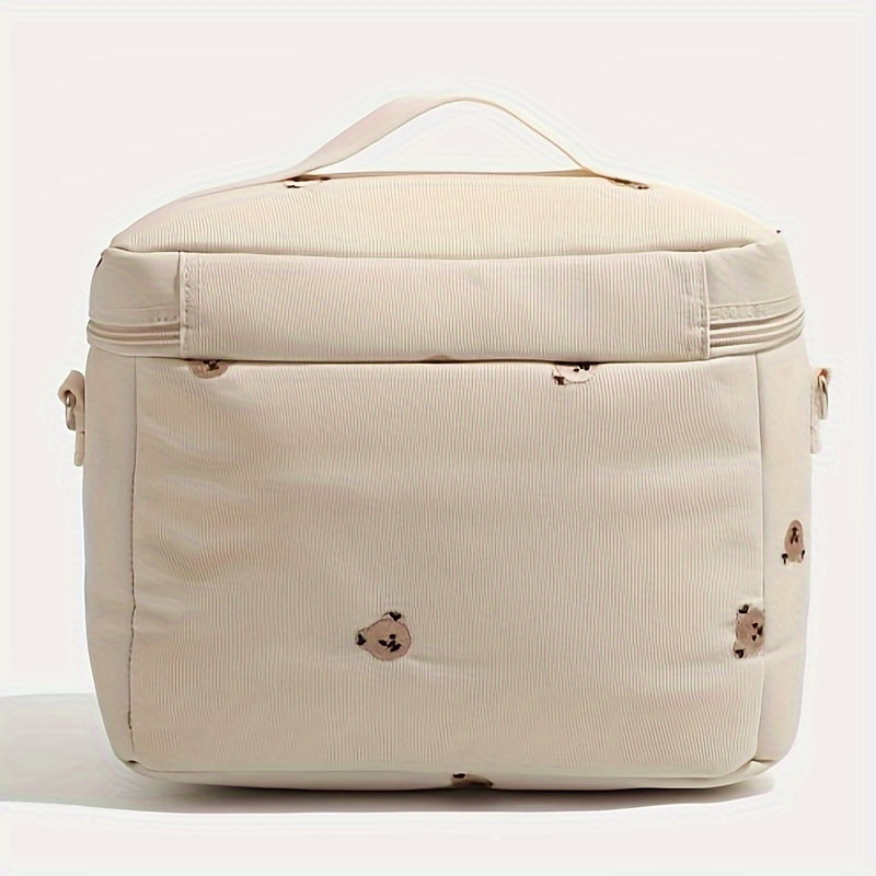 Beige Insulated Bottle Cooler Bag Stroller Storage Breastmilk Preservation