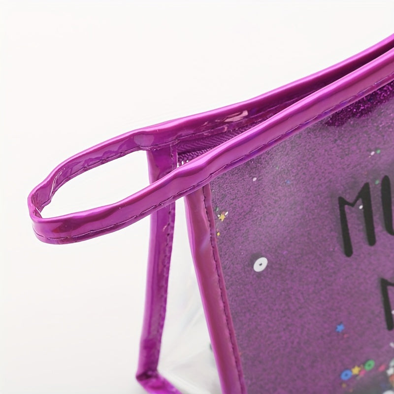 Glitter Sequins Cosmetic Bag PVC Toiletry Storage Pouch Waterproof