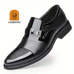 LAORENTOU Men's Leather Dress Shoes Pointed Toe Formal Non Slip Business Office