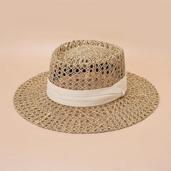 Straw Woven Flat Top Hat European American Style