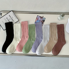 8 Pairs Ripped Crew Socks Comfy & Breathable Women's Stockings & Hosiery