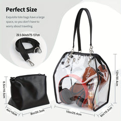 Clear Large Tote Bag Women's PVC Shoulder Handbag
