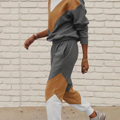  Colorblock Long Sleeve Top & Trouser Set