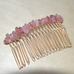 Natural Crystal Stone Hair Comb Amethyst Headwear Bride Hair Accessories