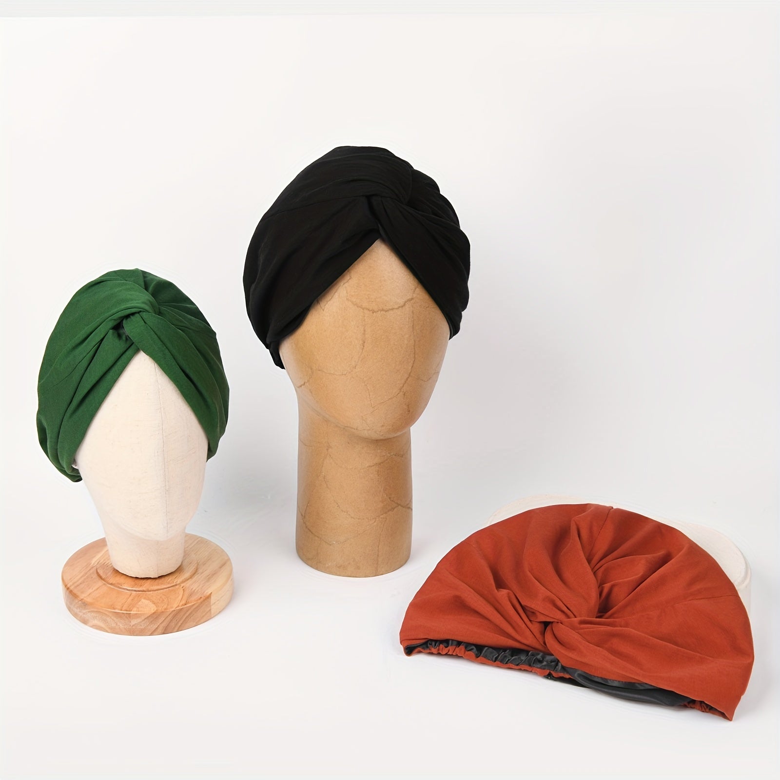 Satin Bonnet Sleep Cap Adjustable Knotted Turban Hat for Curly Hair