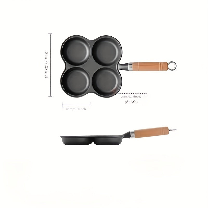 Nonstick 4 Cup Cast Iron Egg Frying Pan Divided Breakfast Skillet Pan