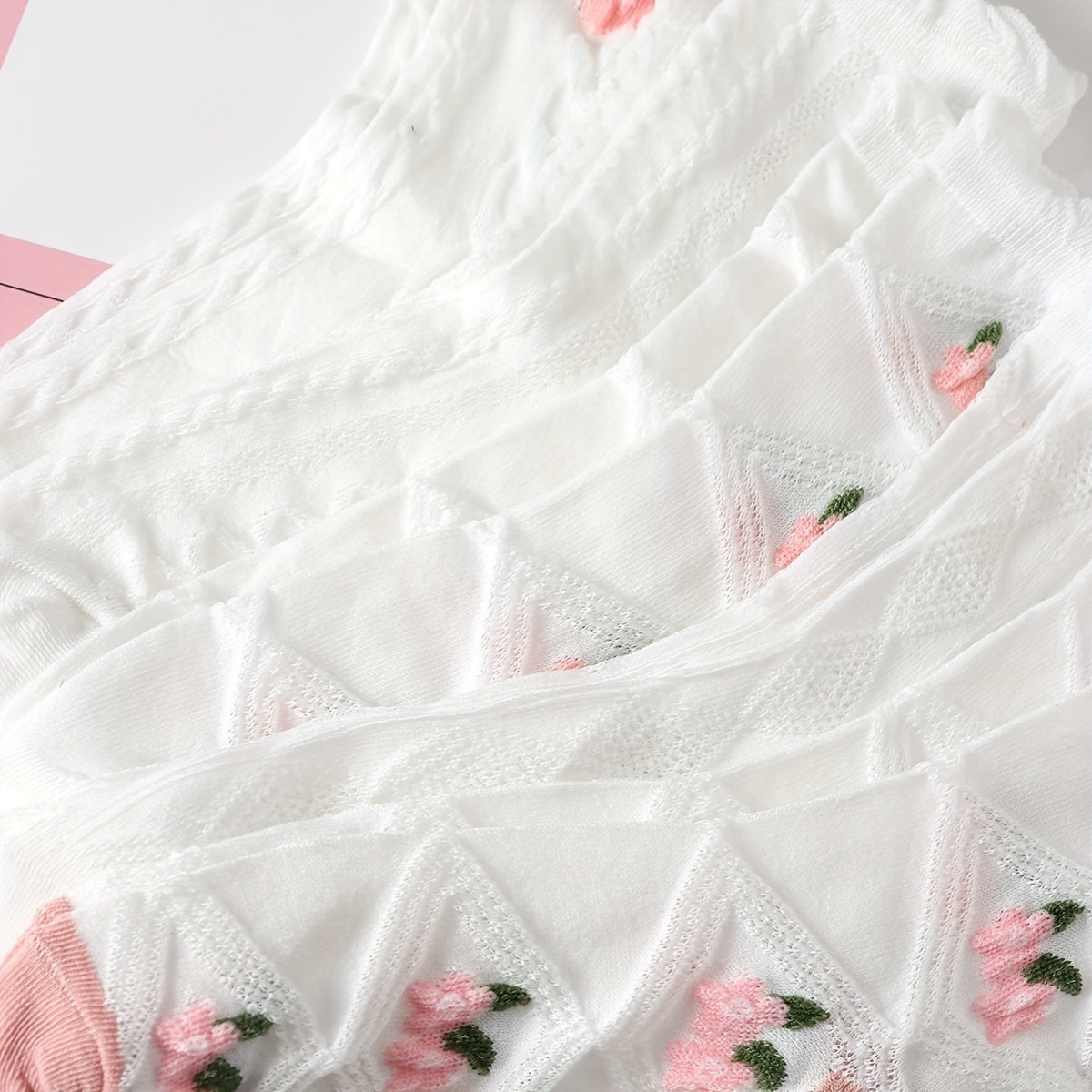5 Pairs Floral Print Ruffle Socks for Women