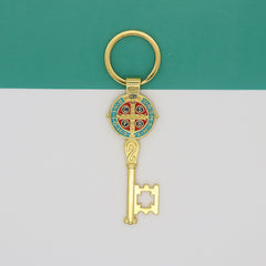 Bohemian Key Shape Keychain Pendant Vintage Silvery Golden Bag Keyring Ornament