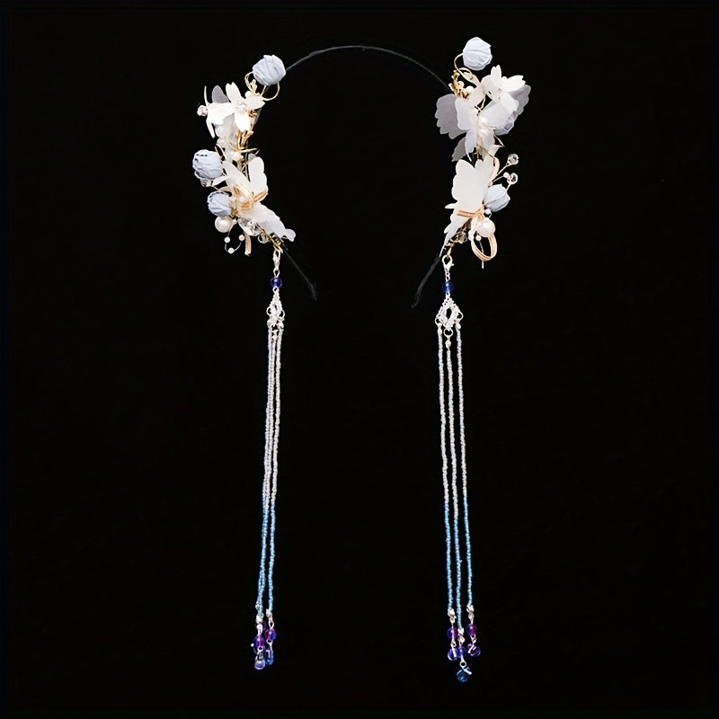 Chinese Style Hairband With Tassel Butterfly Flower Holiday Jewelry