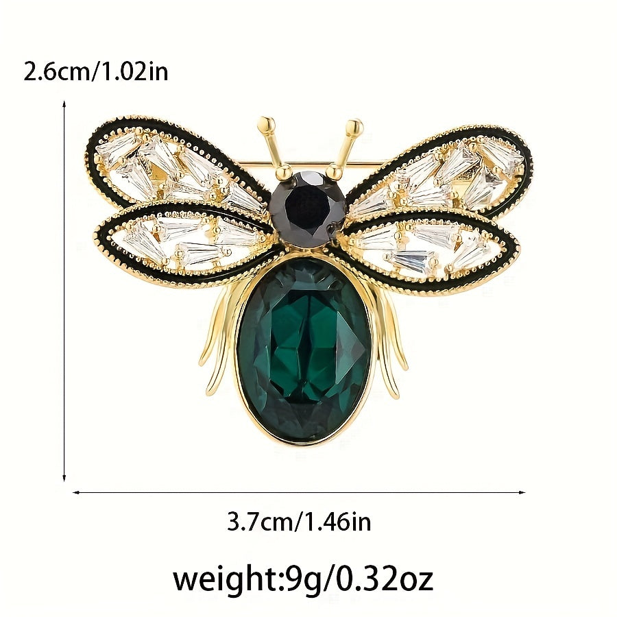 Women's Golden Bee Brooch with Crystal Insect