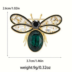 Women's Golden Bee Brooch with Crystal Insect