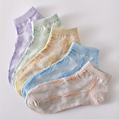 5 Pairs 3D Floral Textured Socks for Women