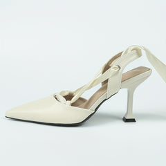 Women's Point Toe Slingback Heels Criss Cross Straps Stiletto Shoes