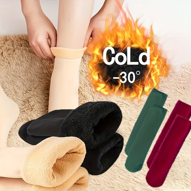 10 Pairs Plush Lined Socks Comfy & Warm Mid Tube Socks