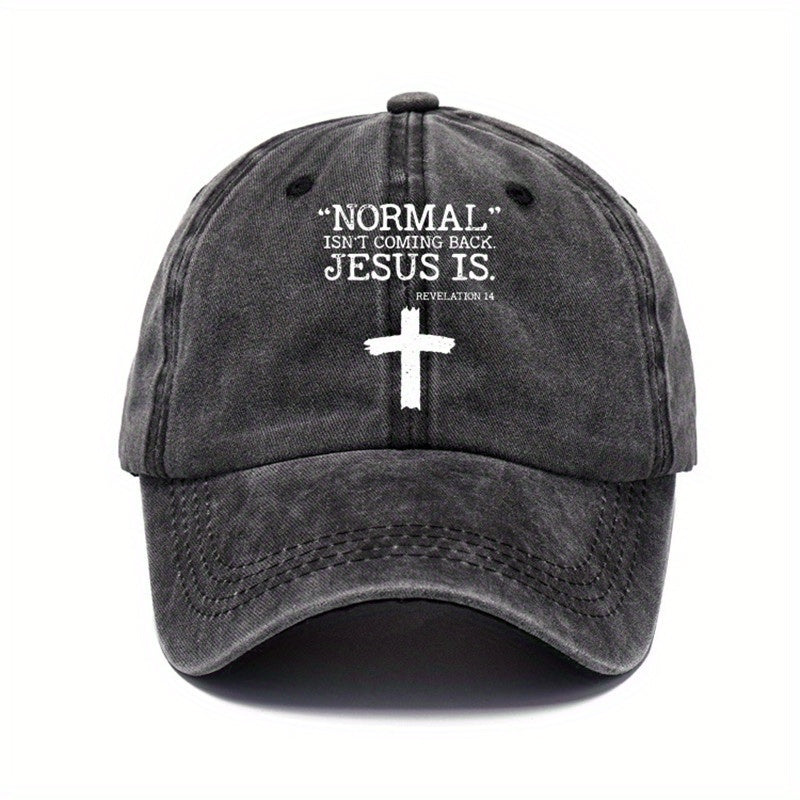 Cross Print Vintage Baseball Cap Sunscreen Sports Hat Washed Distressed Dad Hat