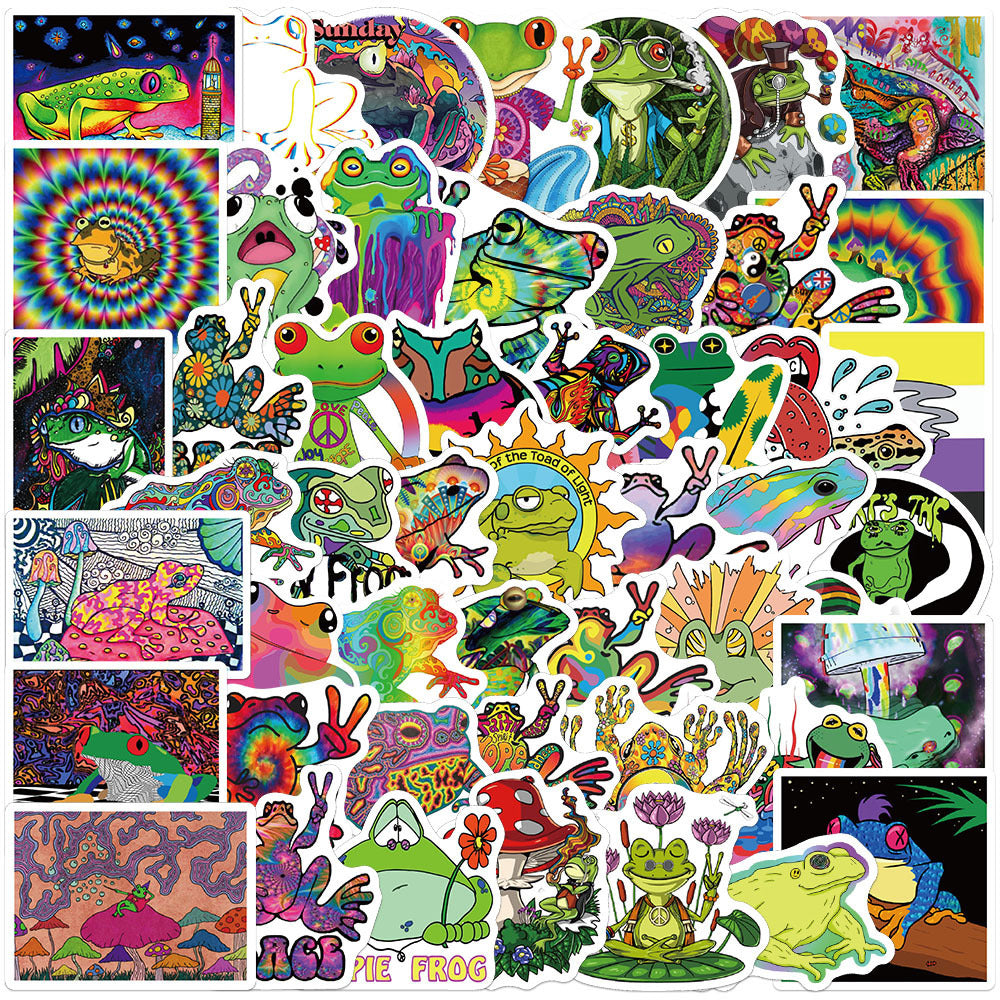 Psychedelic Frog Doodle Stickers Waterproof Decal