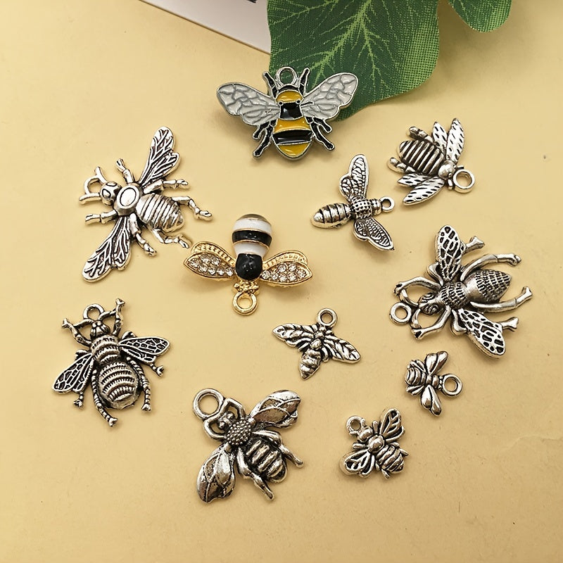 20pcs Antique Silver Bee Shape Charms Pendants for DIY Jewelry Making