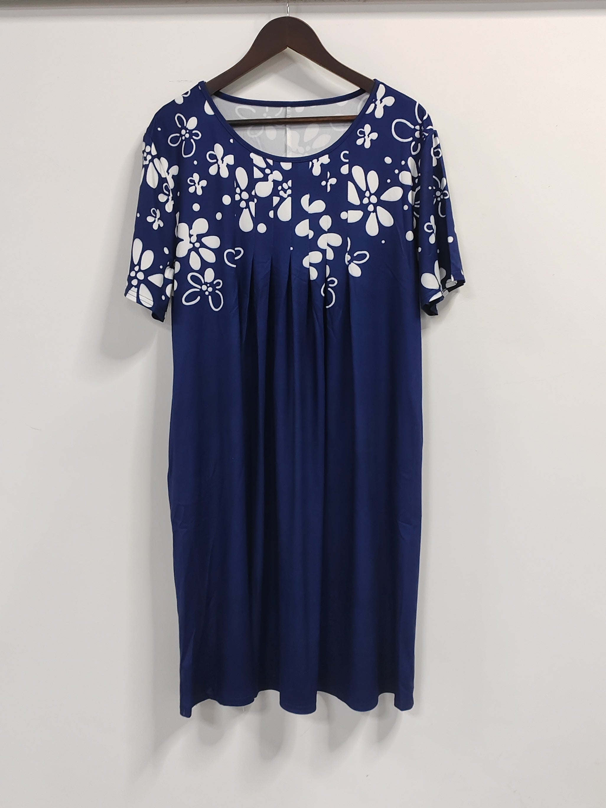  Tie Dye Boat Neck Pleated Midi Dress With Pockets