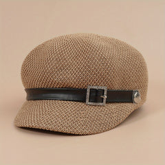 Hollow Out Beret Solid Breathable Newsboy Hat British Style Octagonal Hats