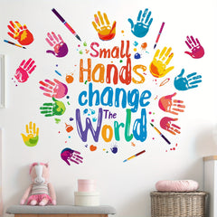 Inspirational Peel & Stick Vinyl Decal - Change The World Hands Graffiti Art