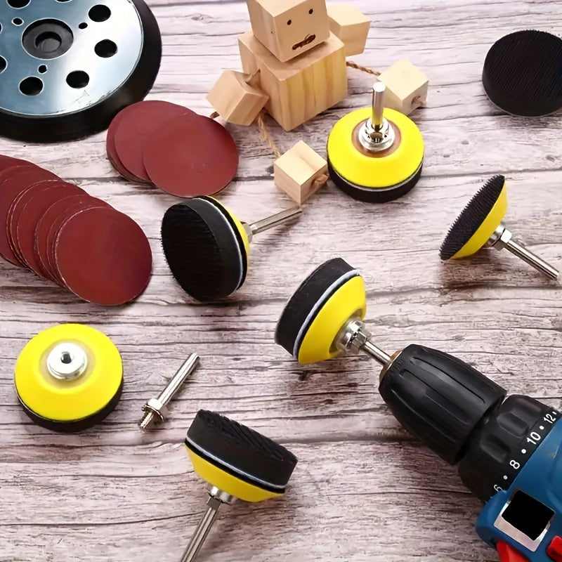 4pcs Hook And Loop Sanding Backing Pads Set with Soft Foam Layer & Shank Adapter