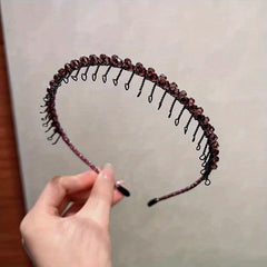 Metal Tooth Headband Rhinestone Beaded Hair Band Retro Style Head Hoop
