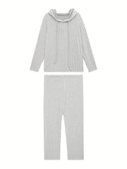  Ribbed Hoodie & Pants 2 Piece Set