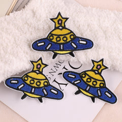 3pcs Alien Spaceship Embroidery Patches Iron on Cloth Stickers For Girls