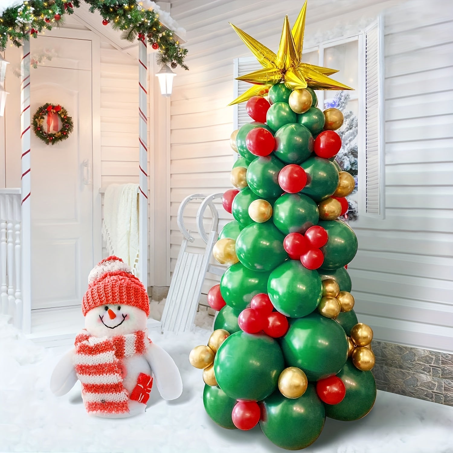96pcs Christmas Balloon Garland Arch Kit Green Red Golden Latex Balloons