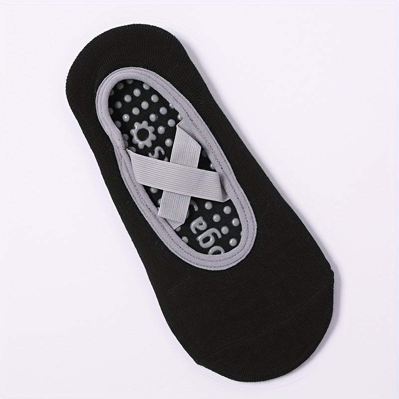 Women's Cross Strap Yoga Socks With Grips - Ideal for Pilates Barre Bal