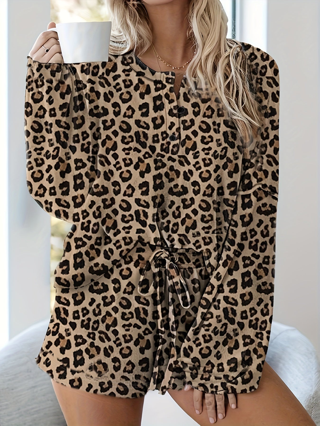  Leopard Print Top & Shorts Set