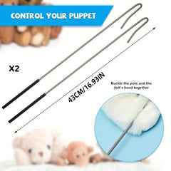 2pcs Puppet Rods Arm Control Rod Stainless Steel Accessory Stick Rubber Sleeve