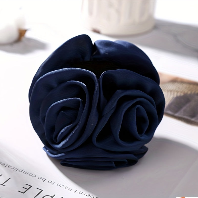 Fabric Flower Hair Claw Ponytail Holder for Women Girls