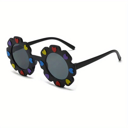 Children's Heart-shaped Decorative Flowers Sunglasses UV Protection