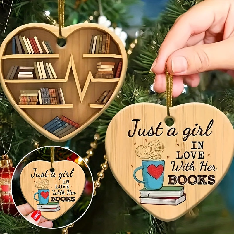 Acrylic Charm Round Love Heart Bookshelf Pendant Christmas Tree Decor