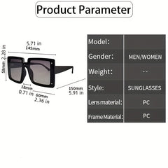 Large Square Sunglasses Casual Block Gradient Glasses UV400