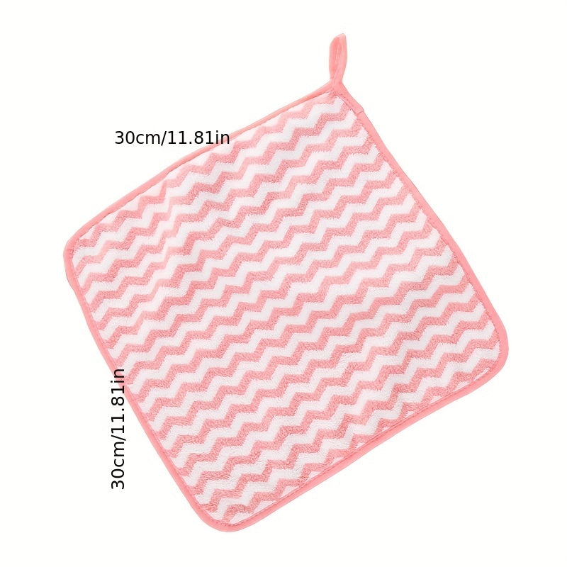 Striped Pattern Hanging Towel Coral Fleece Fingertip Towel
